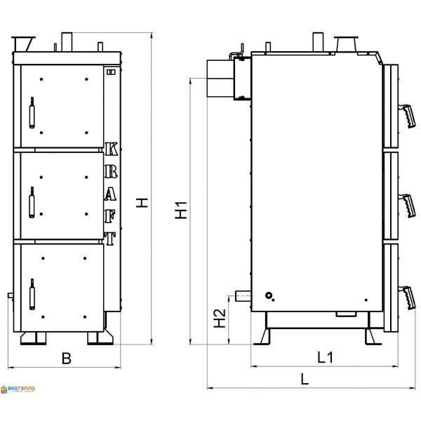 Котел на твердом топливе для отопления 75 кВт 